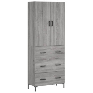 Aparador alto madera contrachapada gris sonoma 69.5x34x180 cm H