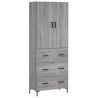 Aparador alto madera contrachapada gris sonoma 69.5x34x180 cm 2
