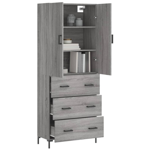 Aparador alto madera contrachapada gris sonoma 69.5x34x180 cm M 3