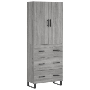 Aparador alto madera contrachapada gris sonoma 69.5x34x180 cm H