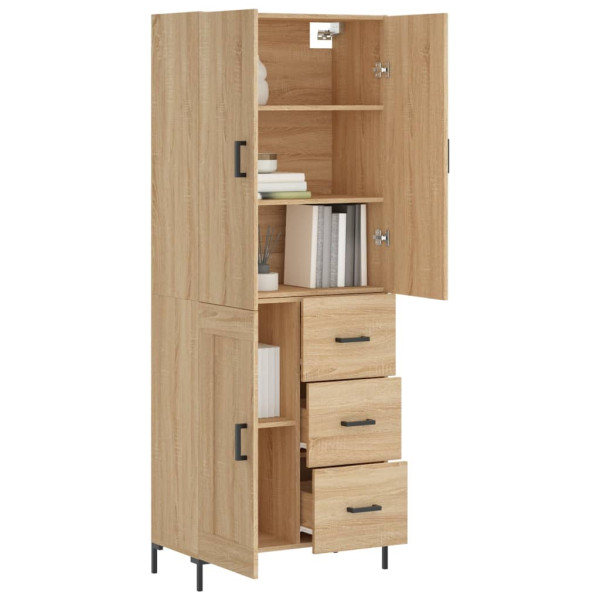 Aparador alto madera contrachapada color roble 69.5x34x180 cm M 3