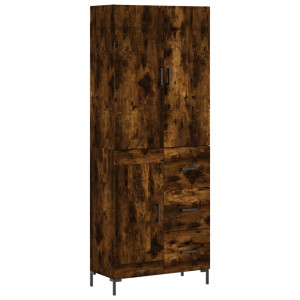 Aparador alto madera contrachapada roble ahumado 69.5x34x180 cm H