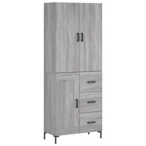 Aparador alto madera contrachapada gris sonoma 69.5x34x180 cm H