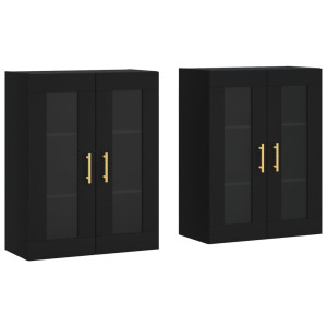 Móveis de parede 2 pcs derivados de madeira preto H