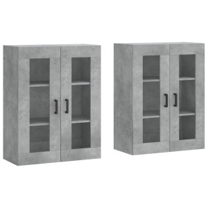 Armarios de pared 2 uds madera de ingeniería gris hormigón H