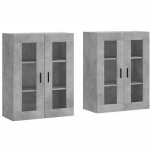 Armarios de pared 2 uds madera de ingeniería gris hormigón H