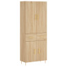 Aparador alto madera contrachapada color roble 69.5x34x180 cm 2