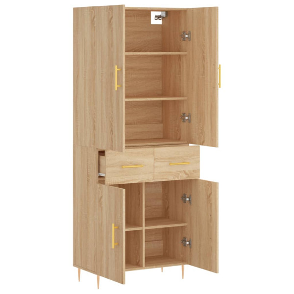 Aparador alto madera contrachapada color roble 69.5x34x180 cm M 4