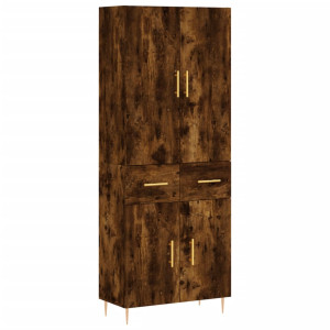 Aparador alto madera contrachapada roble ahumado 69.5x34x180 cm H