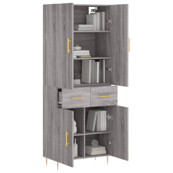 Aparador alto madera contrachapada gris sonoma 69.5x34x180 cm M 3