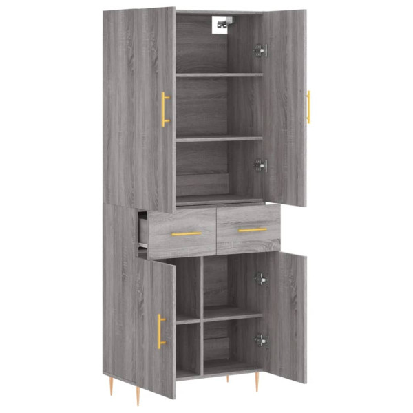 Aparador alto madera contrachapada gris sonoma 69.5x34x180 cm M 4