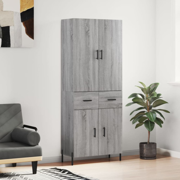 Aparador alto madera contrachapada gris sonoma 69.5x34x180 cm D
