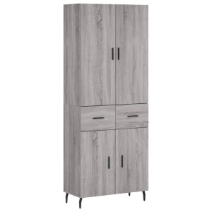 Aparador alto madera contrachapada gris sonoma 69.5x34x180 cm H