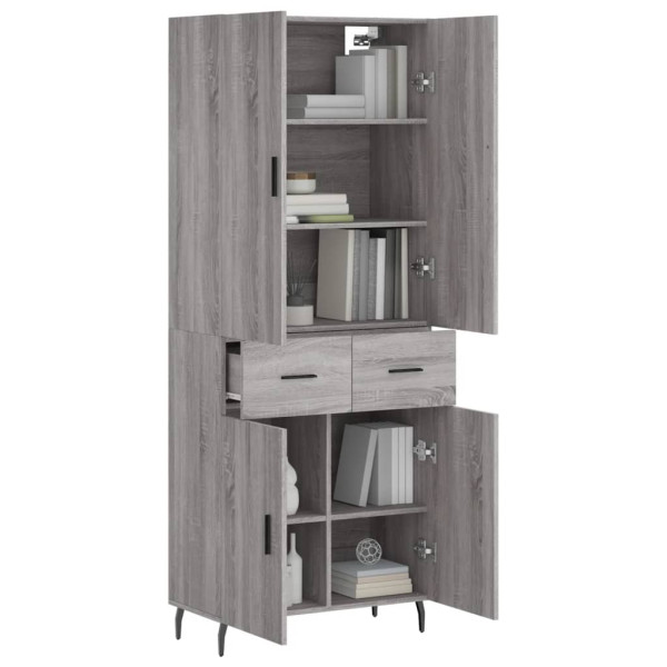Aparador alto madera contrachapada gris sonoma 69.5x34x180 cm M 3