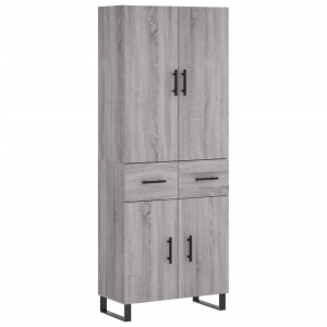 Aparador alto madera contrachapada gris sonoma 69.5x34x180 cm H