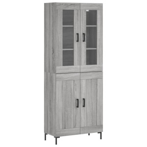 Aparador alto madera contrachapada gris sonoma 69.5x34x180 cm H
