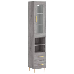 Aparador alto madera contrachapada gris Sonoma 34.5x34x180 cm H