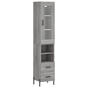 Aparador alto madera contrachapada gris Sonoma 34.5x34x180 cm H