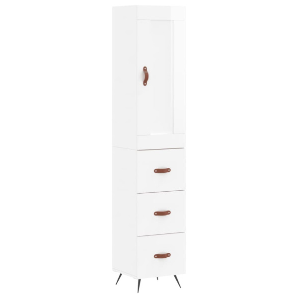 Aparador alto madera contrachapada blanco brillo 34.5x34x180 cm M 2