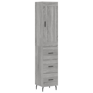Aparador alto madera contrachapada gris Sonoma 34.5x34x180 cm H
