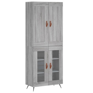 Aparador alto madera contrachapada gris sonoma 69.5x34x180 cm H