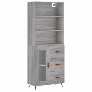 Aparador alto madera contrachapada gris sonoma 69.5x34x180 cm H