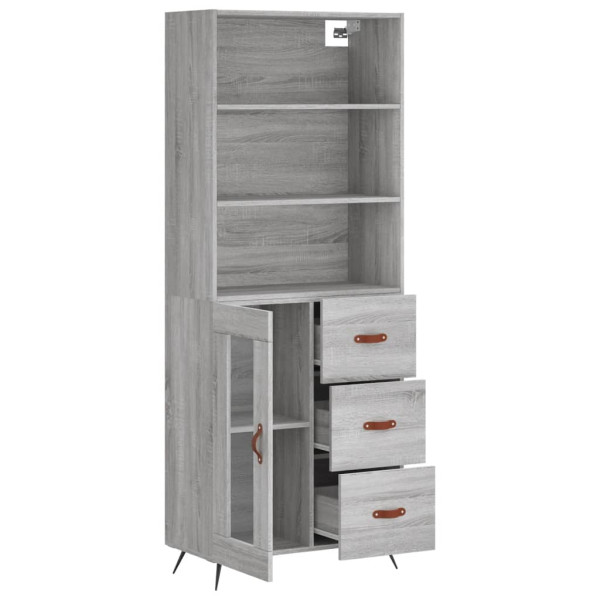 Aparador alto madera contrachapada gris sonoma 69.5x34x180 cm M 4