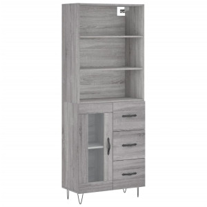 Aparador alto madera contrachapada gris sonoma 69.5x34x180 cm H