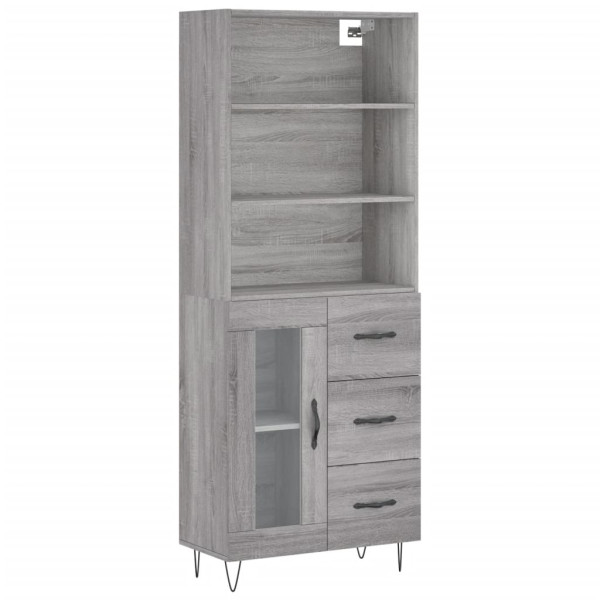 Aparador alto madera contrachapada gris sonoma 69.5x34x180 cm M 2