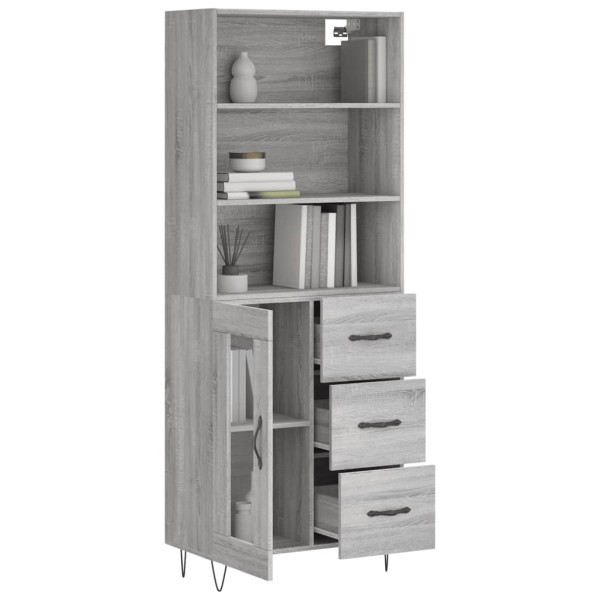 Aparador alto madera contrachapada gris sonoma 69.5x34x180 cm M 3