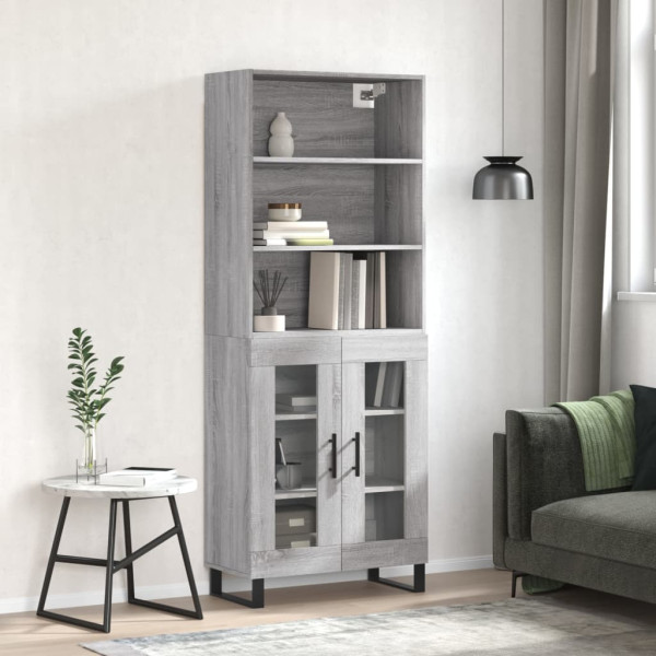 Aparador alto madera contrachapada gris sonoma 69.5x34x180 cm D