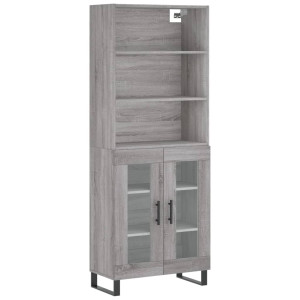 Aparador alto madera contrachapada gris sonoma 69.5x34x180 cm H
