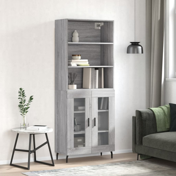 Aparador alto madera contrachapada gris sonoma 69.5x34x180 cm D