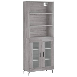 Aparador alto madera contrachapada gris sonoma 69.5x34x180 cm H