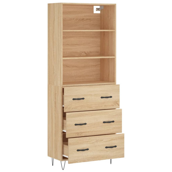 Aparador alto madera contrachapada color roble 69.5x34x180 cm M 4