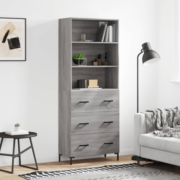 Aparador alto madera contrachapada gris sonoma 69.5x34x180 cm D