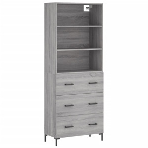 Aparador alto madera contrachapada gris sonoma 69.5x34x180 cm H