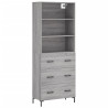 Aparador alto madera contrachapada gris sonoma 69.5x34x180 cm 2
