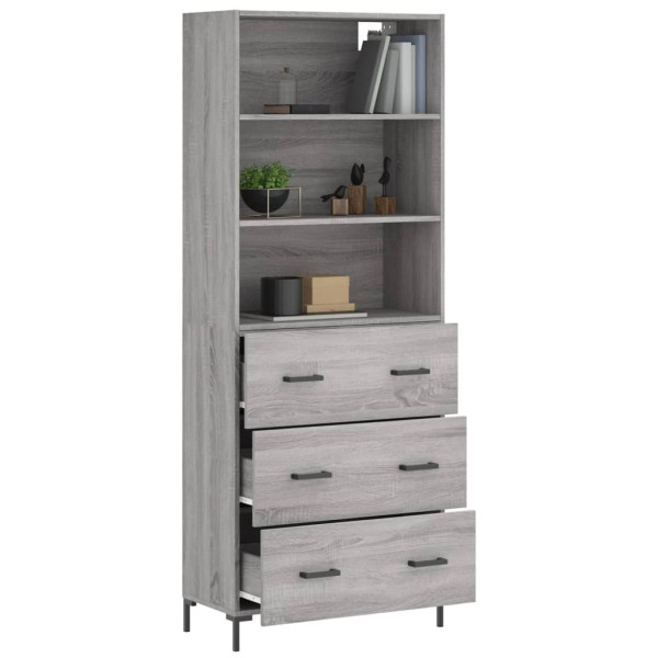 Aparador alto madera contrachapada gris sonoma 69.5x34x180 cm M 3