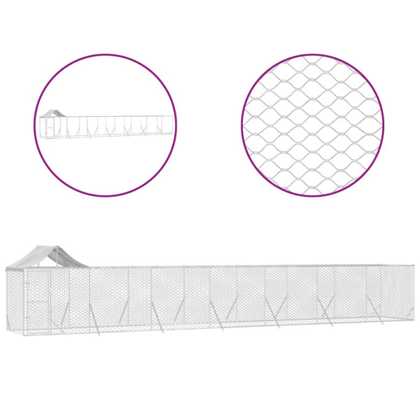 Perrera de exterior con techo acero galvanizado plata 14x2x2.5m M 2