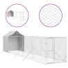 Perrera de exterior con toldo acero galvanizado plata 2x10x2.5m 2
