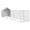 Perrera de exterior con toldo acero galvanizado plata 2x10x2.5m 3