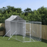 Canil de exterior com teto 2x6x2.5 m aço galvanizado prateado 1