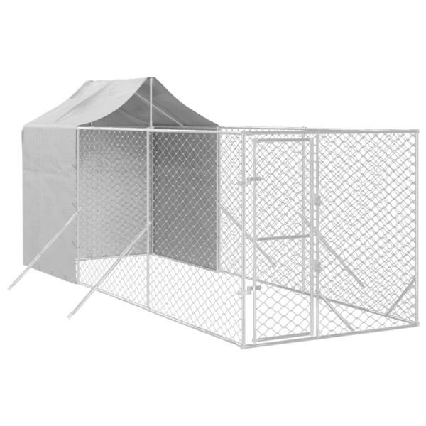 Canil de exterior com teto 2x6x2.5 m aço galvanizado prateado M 3