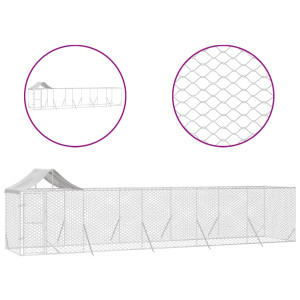 Perrera de exterior con techo acero galvanizado plata 10x2x2.5m H