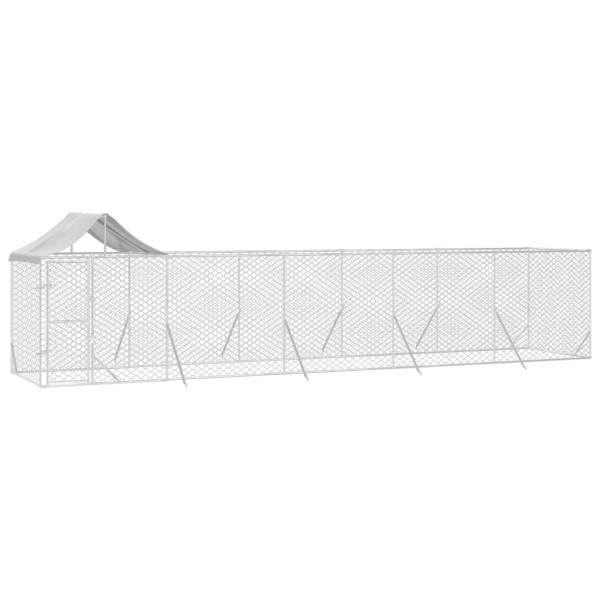 Perrera de exterior con techo acero galvanizado plata 10x2x2.5m M 3