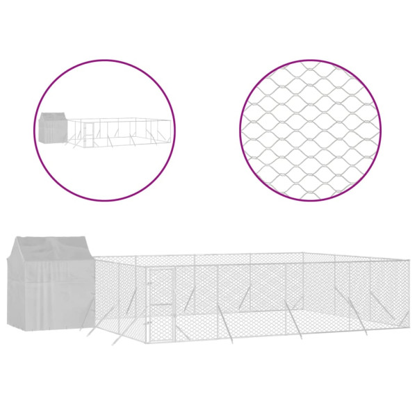 Perrera de exterior con toldo acero galvanizado plata 10x6x2.5m M 2