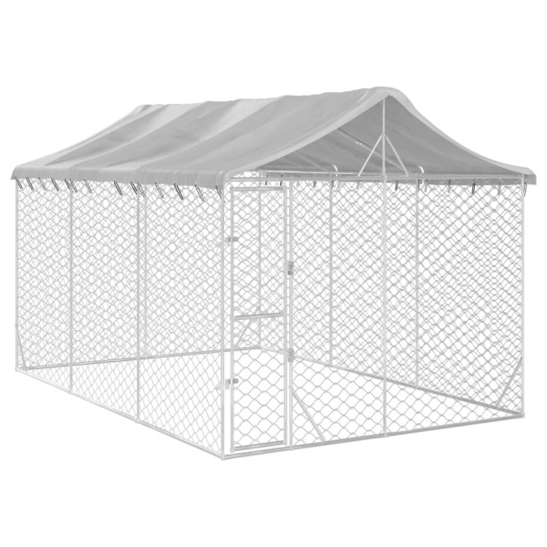 Canil de exterior com teto 3x4.5x2.5 m aço galvanizado prateado M 3