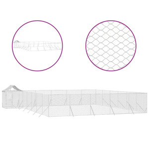 Canil de exterior com teto 12x12x2.5 m aço galvanizado prateado H