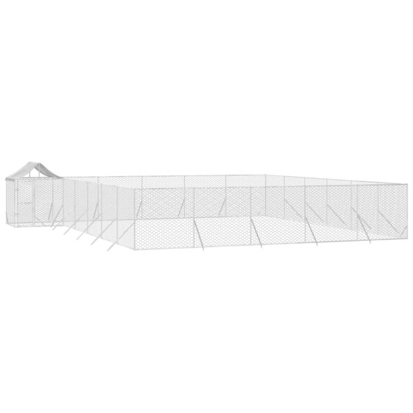 Canil de exterior com teto 12x12x2.5 m aço galvanizado prateado M 3